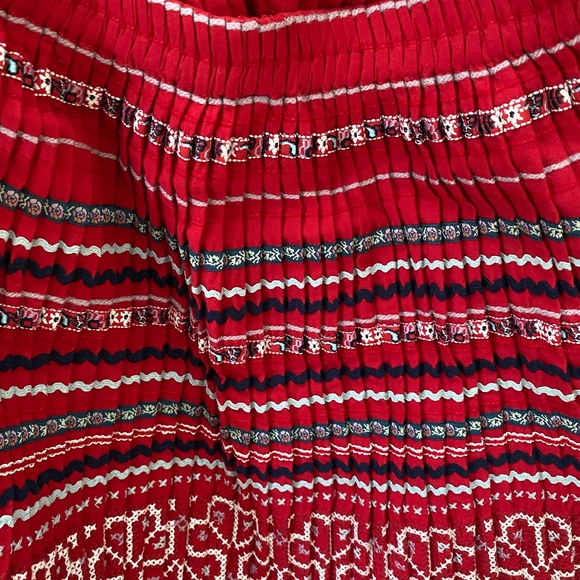 Club Monaco Olla Pleated Embroidered Skirt - Red - Picture 5 of 6